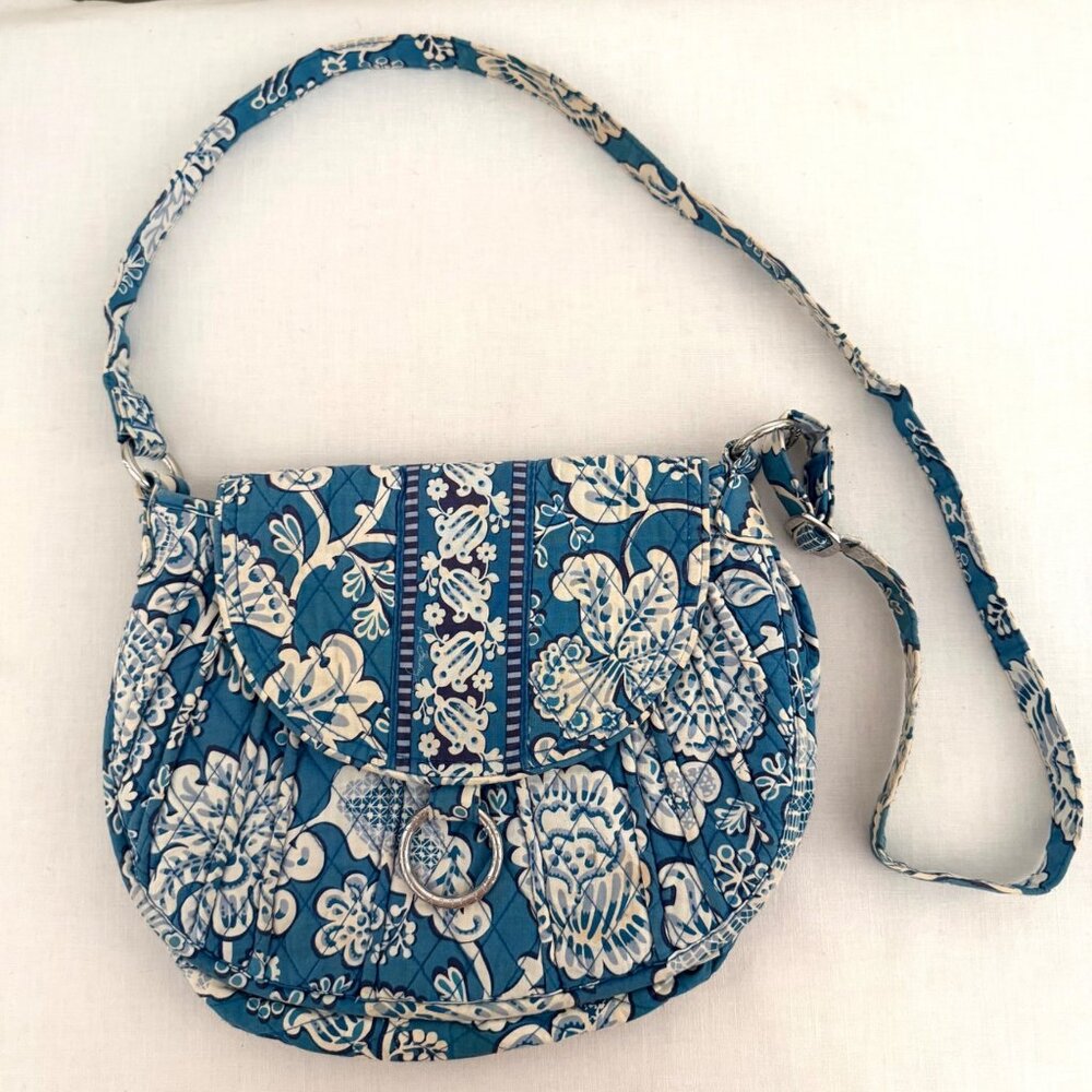 Vera Bradley Quilted Saddle Up Crossbody Bag Retired Blue Lagoon Pattern Purse